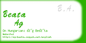 beata ag business card